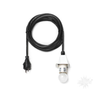 5 m sort ledning m/LED pære – til udendørs brug til 40 og 68 cm – hvid