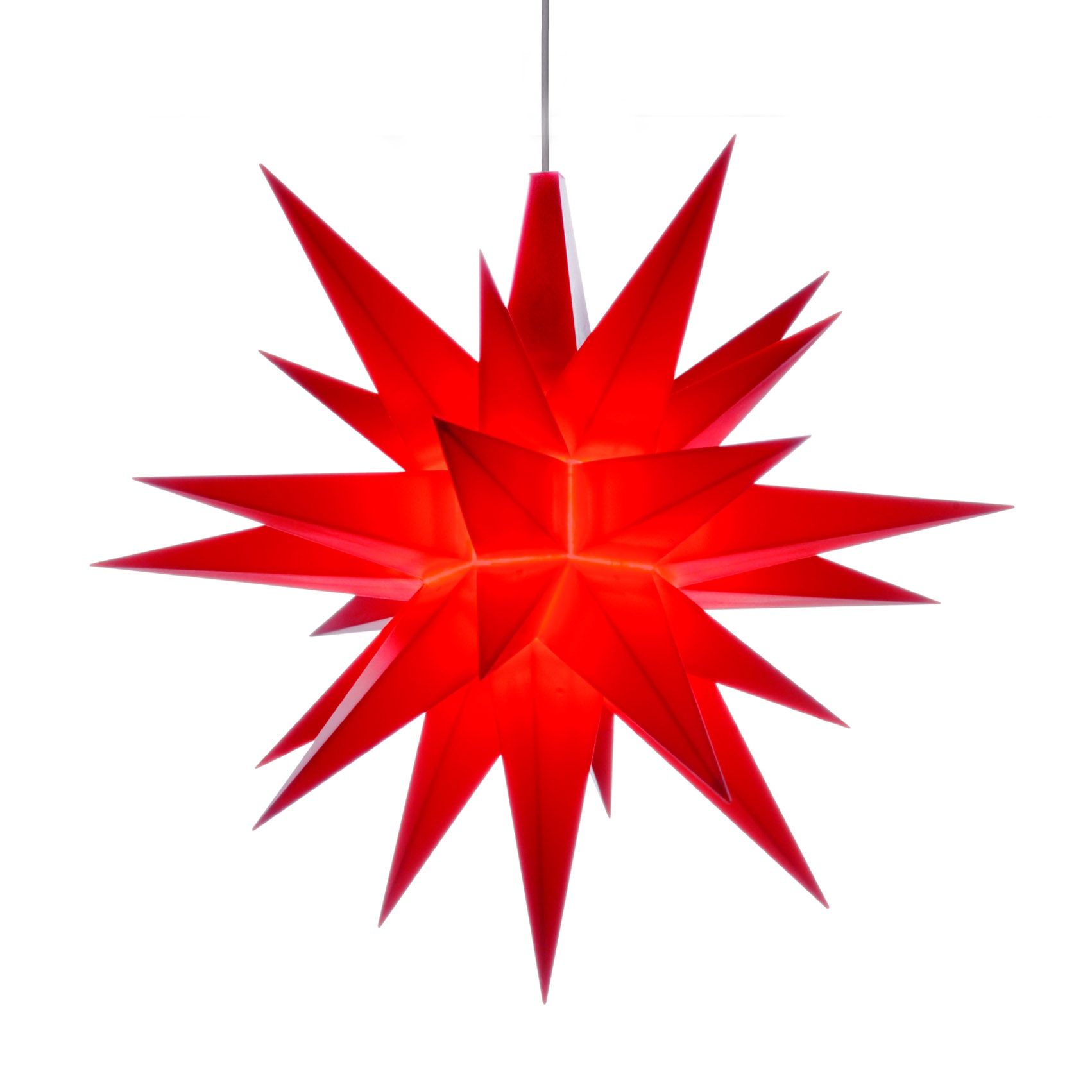 13 cm Rød - Plast LED Adventsstjerner fra Christiansfeld