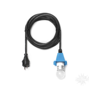 5 m sort ledning m/LED pære – til udendørs brug til 40 og 68 cm – blå