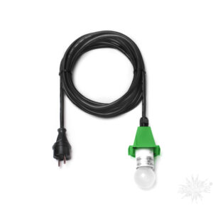 5 m sort ledning m/LED pære – til udendørs brug til 40 og 68 cm – grøn