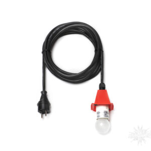 5 m sort ledning m/LED pære – til udendørs brug til 40 og 68 cm – rød